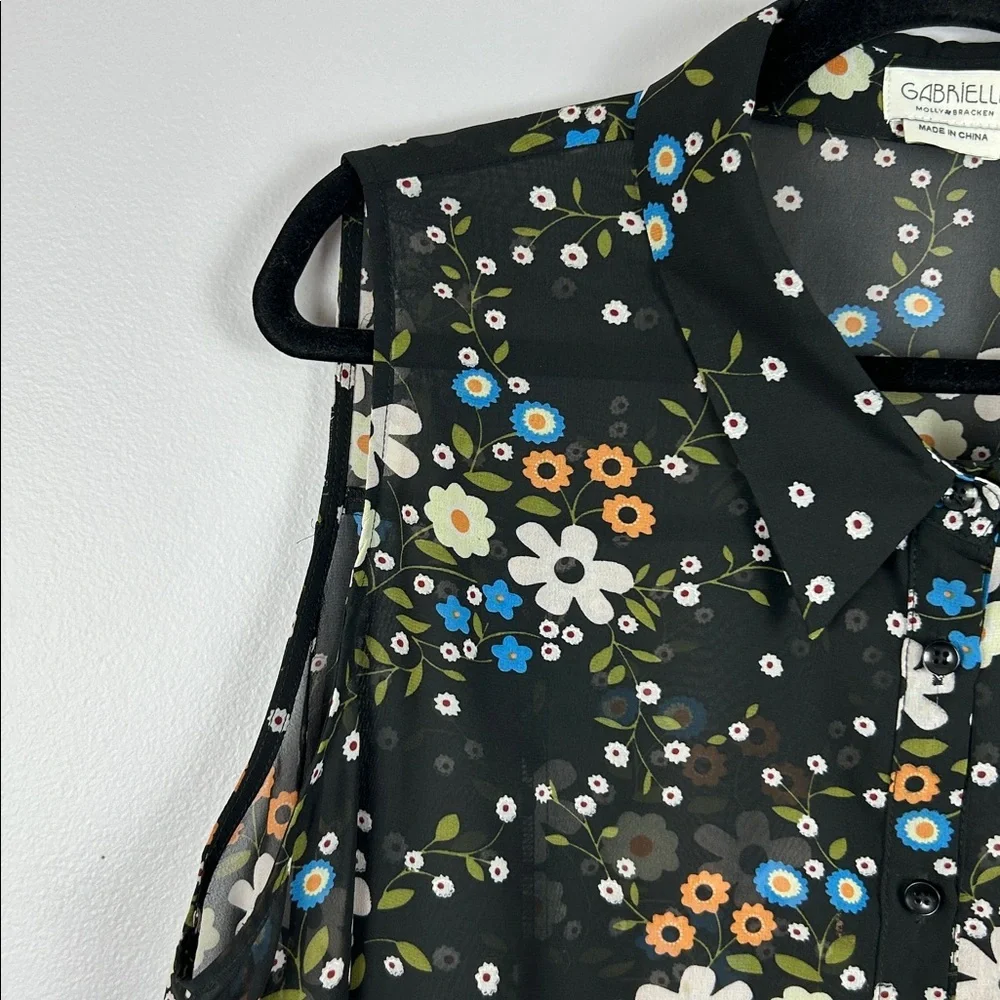 Molly Bracken Gabrielle Floral Sheer Sleeveless Cinched Back Blouse Size 16W - Picture 5 of 14